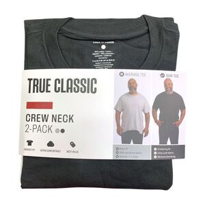 True Classic Men's Athletic Cut Crew Neck 2-Pack T-Shirt - Black/Heather Grey